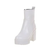 Fesfesfes Platform Boots for Young Ladies Womens Winter Thick Bottom Platform Thick High Outdoor Short Knight 739