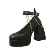 Fesfesfes Platform Heels Women Platform Shoes Sole Thick Heel High Heels Shoes Womens Block Shoes 8.541