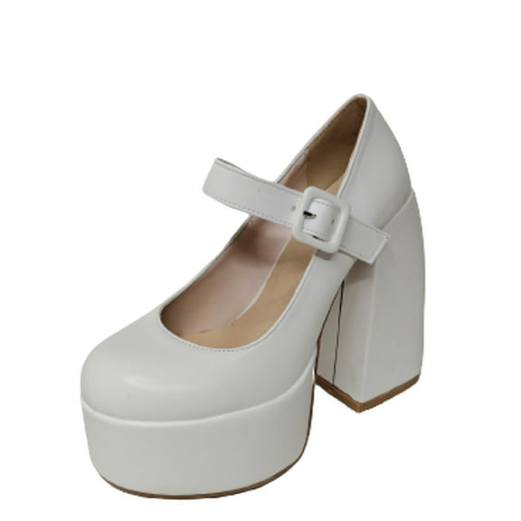 Fesfesfes Platform Heels Womens Dress Chunky High Heel Shoes Thick Heel Platform Pump Toe Shoes 5.5(36)