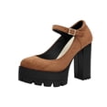 thumbnail image 1 of Fesfesfes Platform Heels Womens Beaded Buckle Shallow Peep-Toe Round Toe High Heel Business Shoes Stage Performance Shoes, 1 of 8