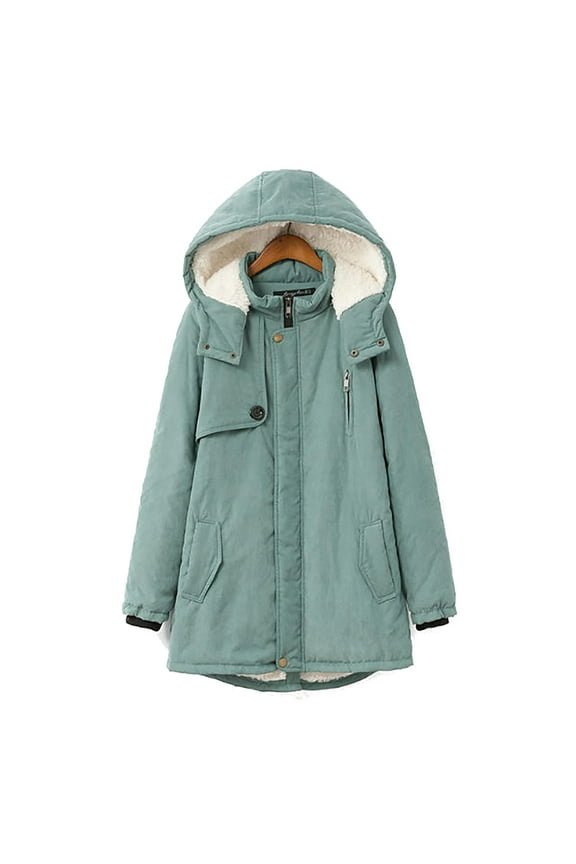 Plus Size Jackets For Women Solid Color Plus Size Lamb Fleece Hooded Zipper Plush Coat