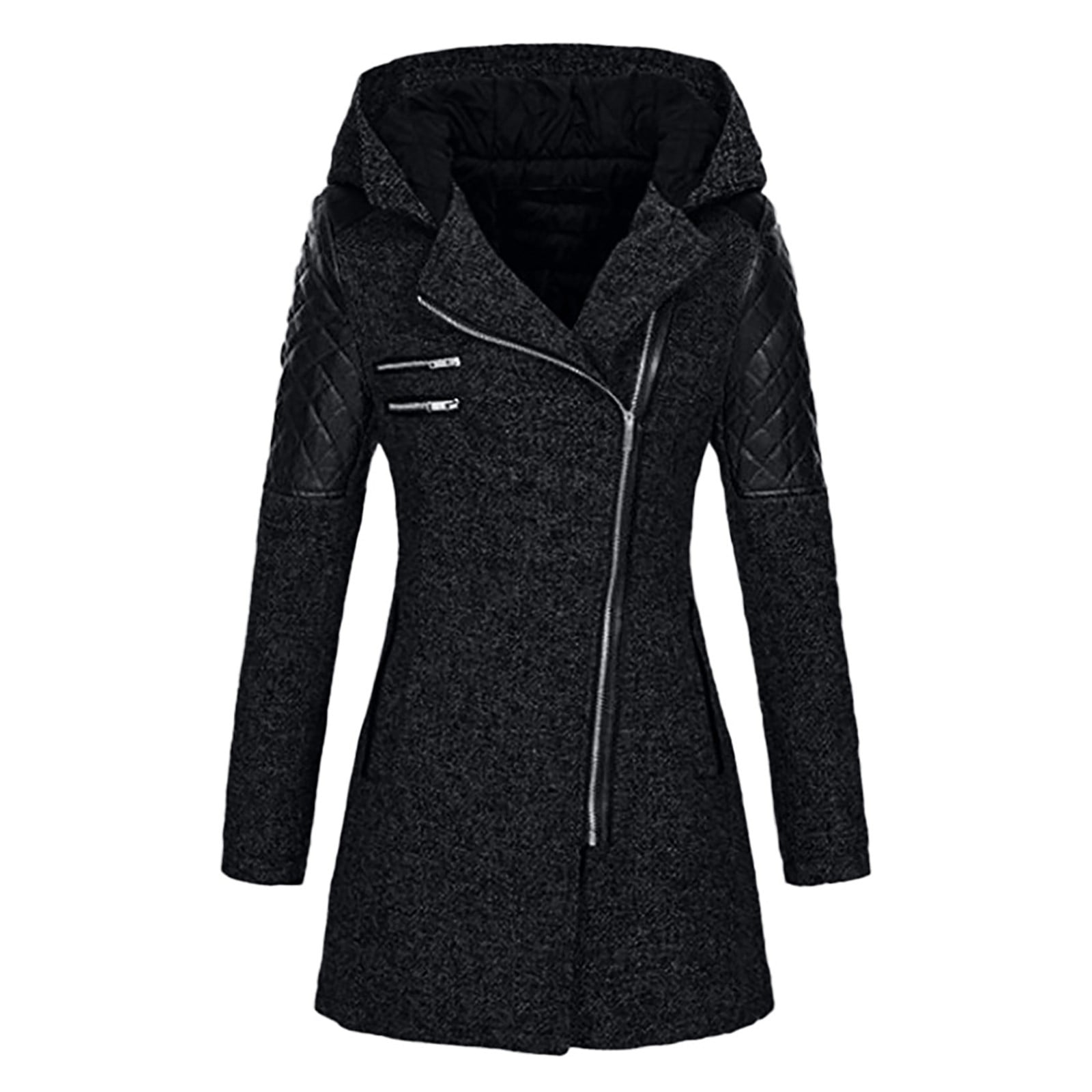 Fesfesfes Women Winter Lapel Jacket Warm Overcoat Fur-Collar Zipper Thicker  Coat Outerwear Sale Clearance