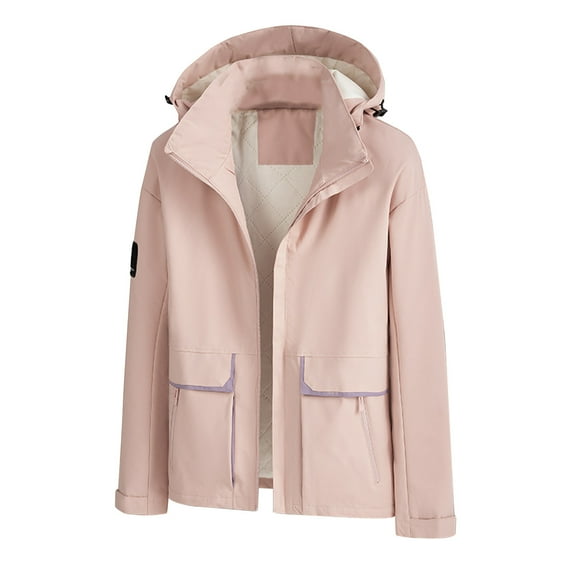 Fesfesfes Plus Size Jackets For Women Mens And Cotton Jackets, Outdoor Plush And Thick Pockets, Zippered Jackets, And Windproof Long Sleeved Hooded Casual Jackets/jackets Fall Saving