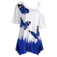 thumbnail image 1 of Fesfesfes Plus Size Summer Tops for Women One Shoulder Short Sleeve Tops Butterfly Graphic Print Casual Tees Tops Loose Oversized T-shirt Tunic Blouse Tops, 1 of 3