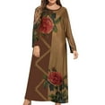 thumbnail image 1 of Fesfesfes Plus Size Women Dress Casual Loose Printed Long-sleeve Crew-Neck Dress, 1 of 5