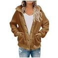 thumbnail image 1 of Fesfesfes Plush Coat for Women Top Hollow Out Winter Thirt Comfortable Long Sleeve Coat Clearance, 1 of 6