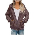 thumbnail image 1 of Fesfesfes Plush Coat for Women Top Hollow Out Winter Thirt Comfortable Long Sleeve Coat Sale on Clearance, 1 of 6