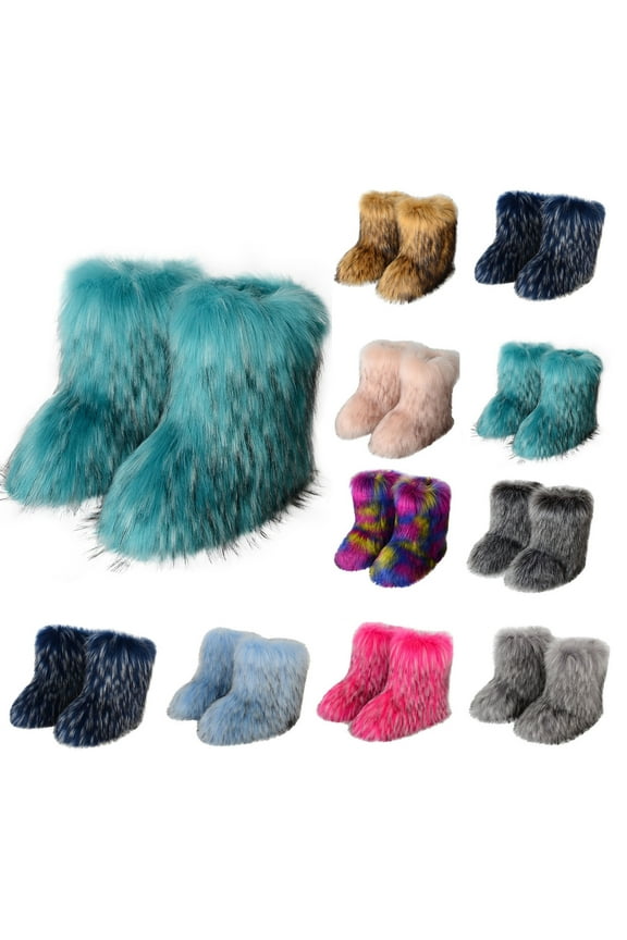 Plush Slippers Adult Women's Fashion Color Imitation Plus Cashmere Snow Boots 9-9.5(44)