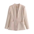 thumbnail image 1 of Fesfesfes Puffer Jacket Womens Fashion Casual Solid Color Long Sleeve Blazer, 1 of 3