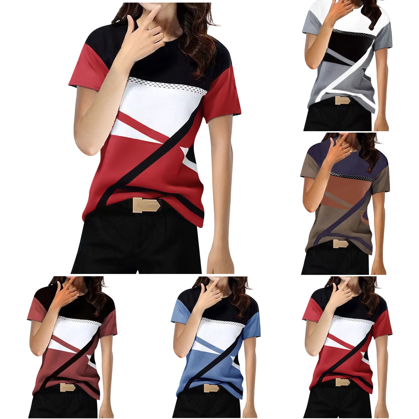 Fesfesfes Purple Shirt Women Plus Fashion Casual Printing Pullover ...