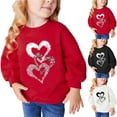 thumbnail image 1 of Fesfesfes Red Crewneck Sweatshirt Fall And Winter Middle Big Girls Boys Heart Print Long Sleeve Top Sweater, 1 of 1