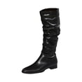 thumbnail image 1 of Fesfesfes Riding Boots For Women Fall Winter New Pointed Low Heel Pleated Boots Western Boots Knight Boots US:5.5(36), 1 of 9