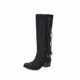 thumbnail image 1 of Fesfesfes Riding Boots For Women Fashion Large Size Long Tube Low Heeled Shoes Retro Tassel Knight US:7(39), 1 of 9