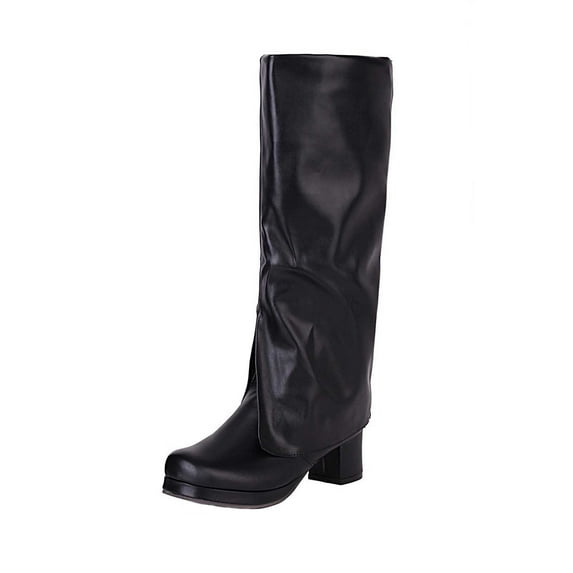 Fesfesfes Riding Boots For Women Fashion Large Size Pants Long Tube Thick Heel Shoes Retro Knight US:9.5(43)