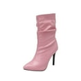 thumbnail image 1 of Fesfesfes Riding Boots For Women Oversized Fall/Winter Slender High Heels Pointed Pleated Metal Knight Short Boots US:10.5(45), 1 of 4