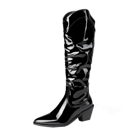 Fesfesfes Riding Boots For Women Plus Size Ladies Pointed Toe Thick High Heel Sleeve High Knight Dance US:6(37)