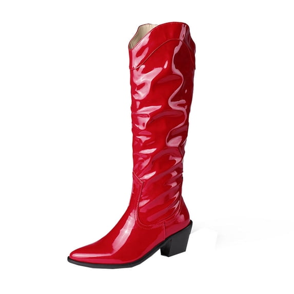 Fesfesfes Riding Boots For Women Plus Size Ladies Pointed Toe Thick High Heel Sleeve High Knight Dance US:7(39)
