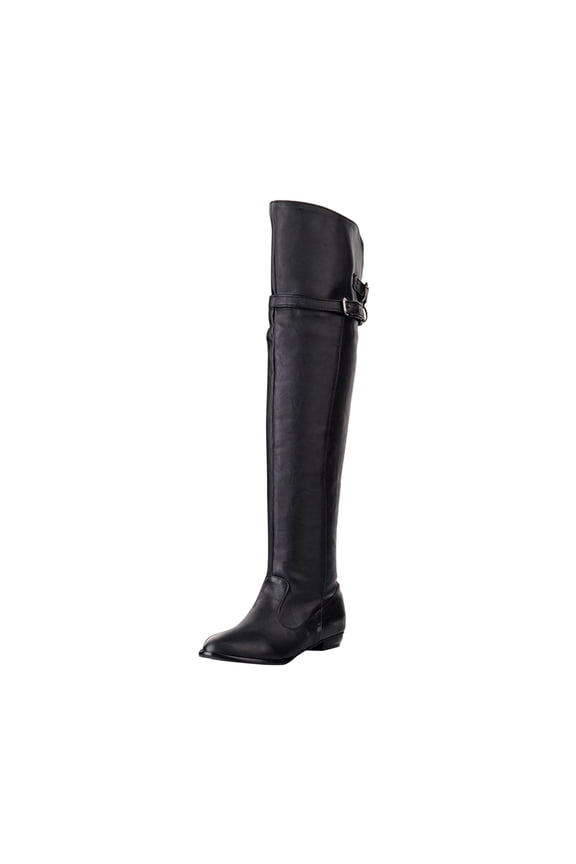 Riding Boots For Women Shoes Low Heel Casual Solid Color Pointed Boots Zip Belt Buckle Over The Knee Knight US:6(37)