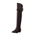 thumbnail image 1 of Fesfesfes Riding Boots For Women Shoes Low Heel Casual Solid Color Pointed Boots Zip Belt Buckle Over The Knee Knight US:7(39), 1 of 4