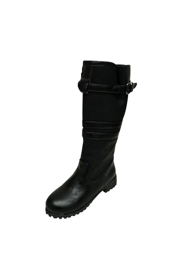 Riding Boots For Women Winter Vintage Buckle Strap Cowboy Boots for Women Slip On Retro Ladies Footwear Shoes US:9(42)