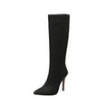 thumbnail image 1 of Fesfesfes Riding Boots For Women Oversized Fall/Winter Pointed Wood Grain Fine Heels Super High Heel Back Zipper Knee Long Boots Knight Boots US:5.5(36), 1 of 4