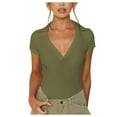 thumbnail image 1 of Fesfesfes Running Shirts Women's Summer Casual Solid Color Tops V-neck Shirt Raglan Shirt Women 8(L), 1 of 6