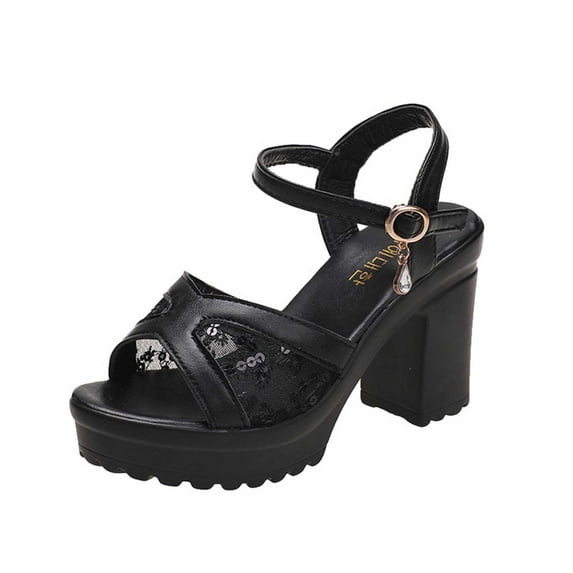 Fesfesfes Sandles Peep-toe Pump Women's Summer Casual Round-toe Sandals High-heeled Platform Fashion Sandals 7(39)