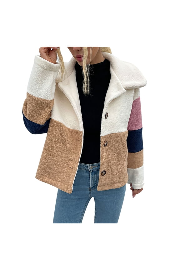 Sexy Fashion Women Flannel Coat Patchwork Winter Lengthened Plush Long Sleeve Outwear