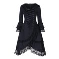 thumbnail image 1 of Fesfesfes Sexy Women Gowns Patchwork Skull Lace Splicing Long Sleeve Vintage Party Dress Plus Size $10, 1 of 6