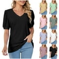 thumbnail image 1 of Fesfesfes Shirts Women Fashion Women Short Sleeve Comfortable Breathable V-Neck Blouses Shirt Tops Womens Basic Tops XL(US:10), 1 of 7