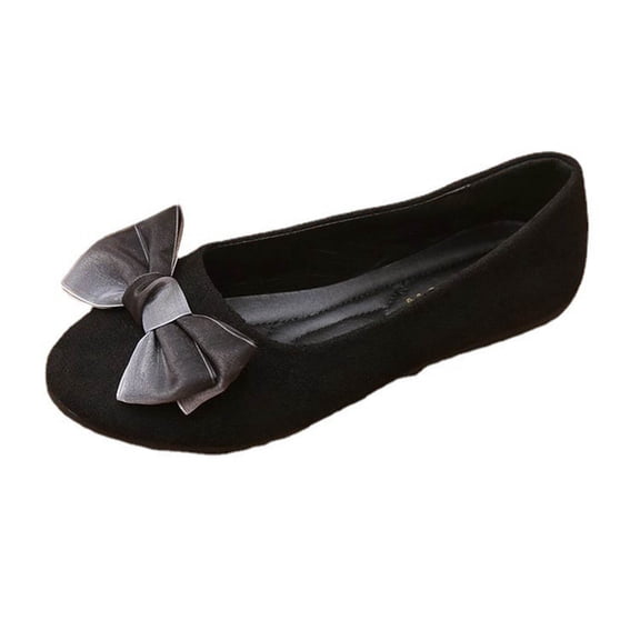 Fesfesfes Shoes Women Almond Toe Fashion Casual Shoes Bow Comfortable One Foot Off Flats 42(9)