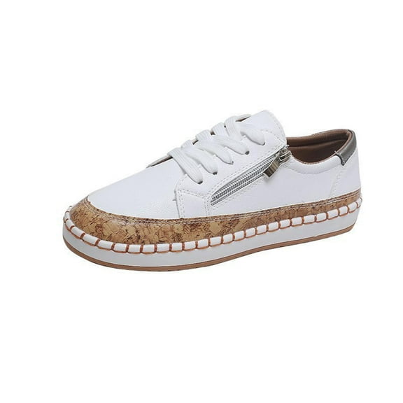 Fesfesfes Shoes Women Summer Ladies Shoes Lace-up Zipper Design Colorful Printed Platform Casual Sneakers US:8.5(41)