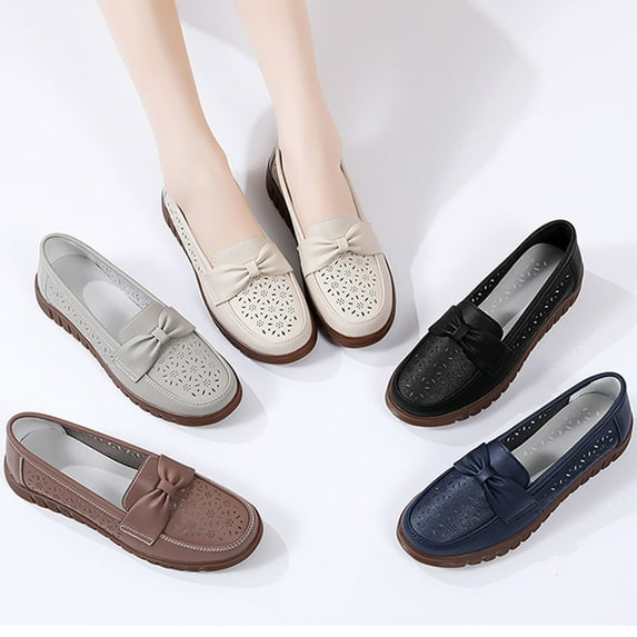 Fesfesfes Shoes for Women Round Toe Versatile Flat Shoes Soft Bottom Large Size Casual Color Shoes Synthetic Shoes 42(9)