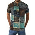 thumbnail image 1 of Fesfesfes Short Sleeve Blouse for Men Casual Cotton Linen Comfortable Printed Short Sleeve Shirt Top, 1 of 6