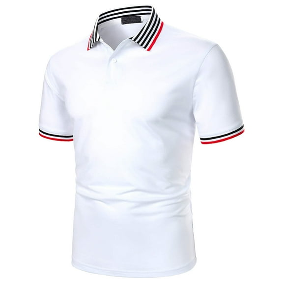 Fesfesfes Short Sleeve Blouse for Men Spring And Summer Leisure Patchwork Shirt With Lapel Short Sleeves Under $10