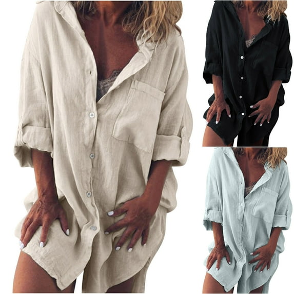 Fesfesfes Short Sleeve Lace Tops Women's Summer Casual Stand Collar Neck Long Sleeved Color Loose Shirt Tops Womens Yellow Tshirt 8(L)