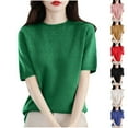 thumbnail image 1 of Fesfesfes Short Tshirts for Woman Round Neck Short Sleeve Solid Color Capless Fashion Fallow Commuting Jacket Basic Tees for Women 2XL(US:12), 1 of 4