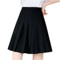 thumbnail image 1 of Fesfesfes Skirts for Women Pleated A-Line Skirt Anti-Burnout Solid High Waist Short Skirt, 1 of 8