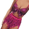thumbnail image 1 of Fesfesfes Skirts for Women Sequin Belly Dancer Costume Tassel Wrap Skirt Club Mini Skirt, 1 of 3