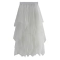 thumbnail image 1 of Fesfesfes Skirts for Women Solid A-line Irregular Net Yarn Elastic Waist Casual Pleated Skirt, 1 of 6