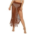 thumbnail image 1 of Fesfesfes Skirts for Women Solid Swimsuit Bohemian Hollow Weave Tassels Cover Up Bikini Swimwear Beach Cover-Ups Wrap Skirt, 1 of 5