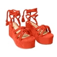 thumbnail image 1 of Fesfesfes Slandals for Women Summer Ladies Women Shoes Flat Bottom Slope Heel Wrap And Crossed Rope Sandals, 1 of 4
