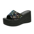 thumbnail image 1 of Fesfesfes Slide Matsu Heel Thick Sole Slope Heel Women's Shoes Breathable Slip-on Beach Sandals 6.5(38), 1 of 5
