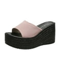 thumbnail image 1 of Fesfesfes Slides For Women Matsu Heel Thick Sole Slope Heel Women's Shoes Breathable Slip-on Beach Sandals 7.5(40), 1 of 7