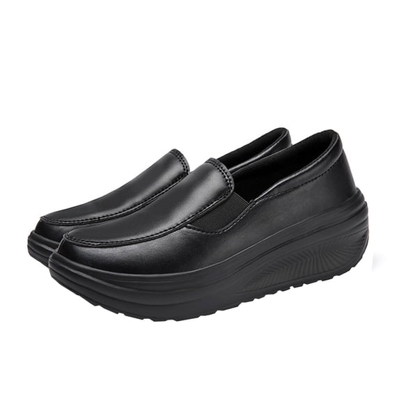 Fesfesfes Sneakers Women Women's Solid Color Wedge Round-Toe Lightweight Soft Walking Shoes Casual Sneakers US:5.5(37)