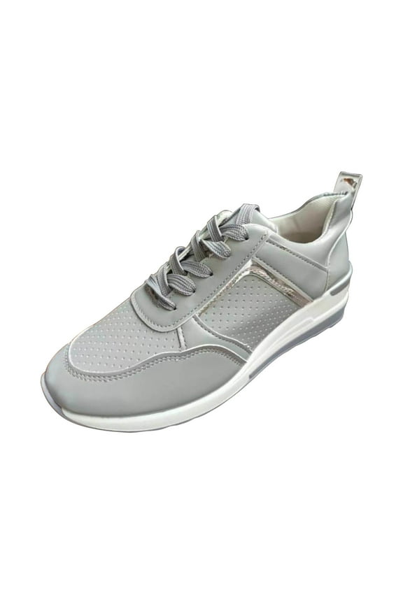 Sneakers for Women Thick Sole Heel Casual Lace Anti-Slip Sole Mesh Sneaker Women's Sports Shoes US:6(36)