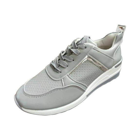 Fesfesfes Sneakers for Women Thick Sole Heel Casual Lace Anti-Slip Sole Mesh Sneaker Women's Sports Shoes US:7.5(38)