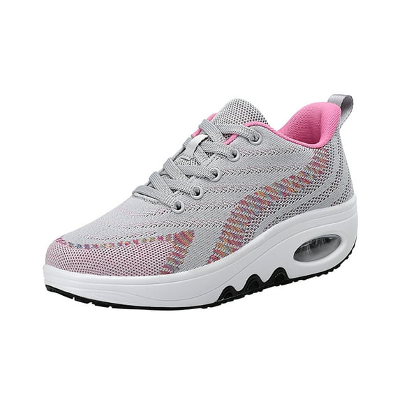 Fesfesfes Sneakers for Women Women's Height Increasing Shoes Wedge Heel Thick-soled Rocking Platform Sneakers Fashion Casual Single Shoes US:6(37)