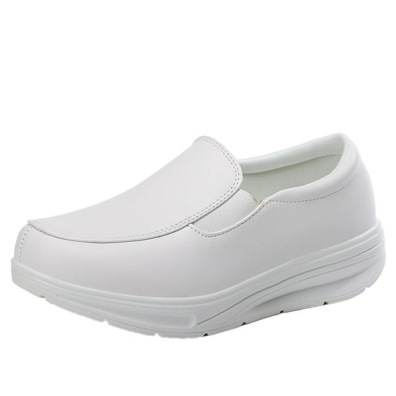 Fesfesfes Soft Nurse Shoes White Slope Heel Pregnant Women's Shoes Mother's Shoes Work Shoes US:9(42)
