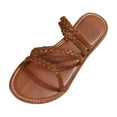 thumbnail image 1 of Fesfesfes Soft Sole Women's Beach Flat Slippers for Spring Summer Lightweight Slip-On Cushioned Comfortable for Indoor Outdoor Daily Use(Brown#1,US 8), 1 of 7